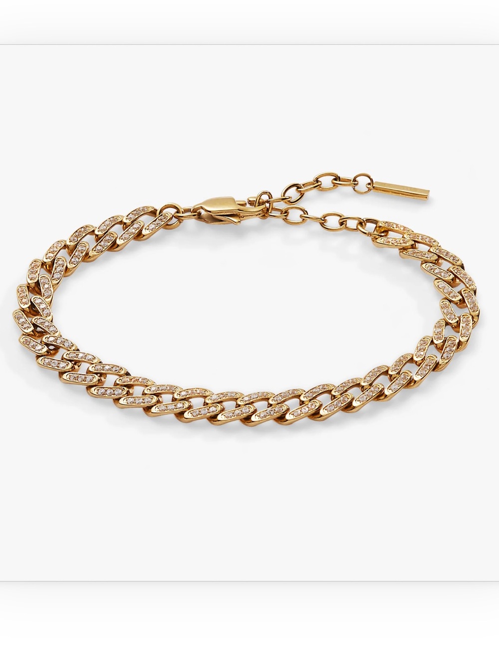Alex and Ani Crystal Pave Curb Chain Adjustable Bracelet In Gold NWT